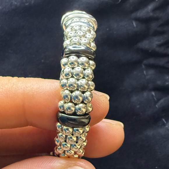 Black Ceramic and Diamond Circle Bracelet from Lagos Sz6 and Sz7( 9mm) - Picture 10 of 11